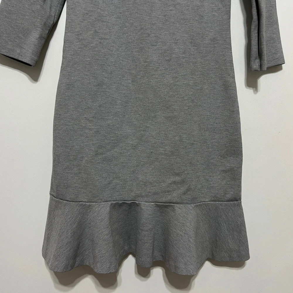 Banana Republic‎ Womens Ponte Flounce Dress Size 2 Gray Knit Classic Career